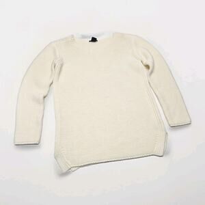 Vintage Ivory Ribbed Acrylic Knit Pullover Sweater Size Large Classic Long